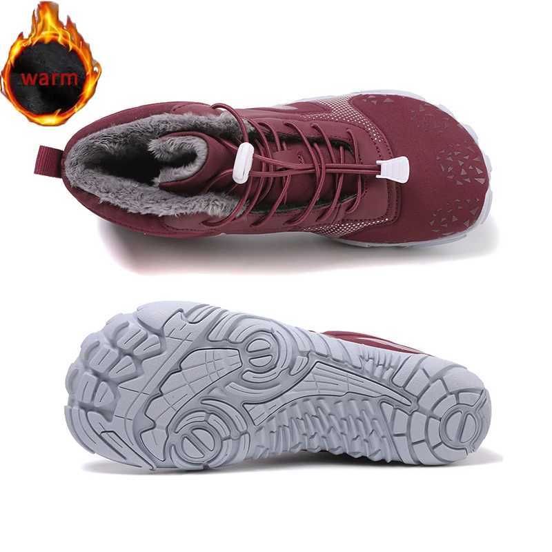 Winter Unisex Barefoot Snow Boots Plush Warm Ankle Boots Men Women Nonslip Outdoor Waterproof Hiking Shoes Casual Cotton Shoes J251007