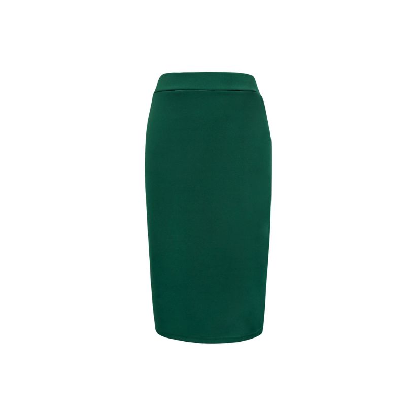 Elegant Womens Solid Color Midi Pencil Skirt Soft Silk Fabric for Professional Outfits-CF42744