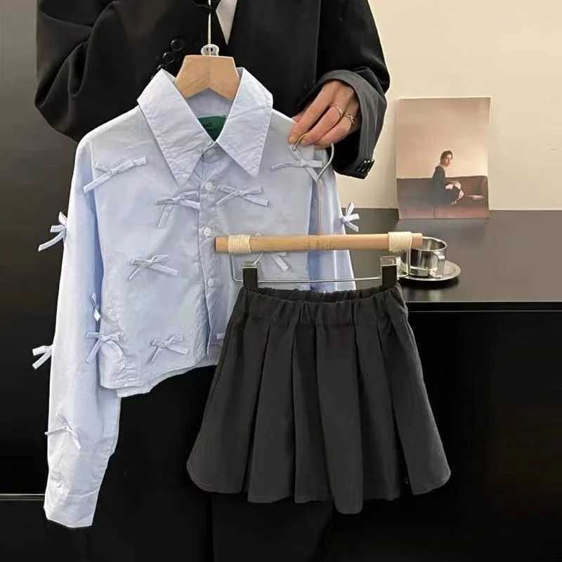 214 Year Girls Spring Shirt New Korean Childrens Elegant Sweet Bow Shirt Loose Casual Coat Kids Top 90170cm C251007