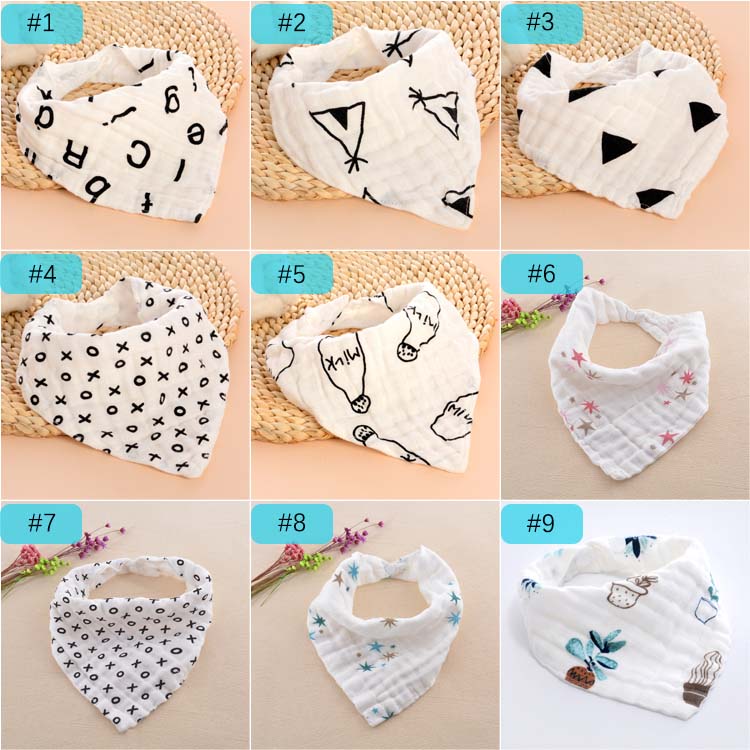 4 layers Newborn Baby Boys Girls Bibs Cartoon INS print Cotton Infant Towel Bandanas Scarf Children Cravat Kids Scarf 14 Styles C6883