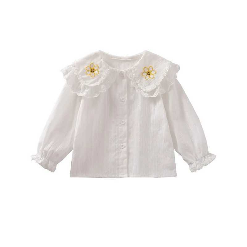 Girls Lace Lapel Shirt Spring and Autumn New Childrens Clothing Baby Children Shirt Baby Girl White Shirt Cotton C251007