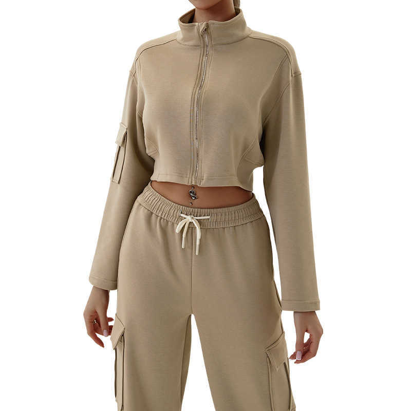 Amazon's European and American autumn and winter sportswear women's workwear casual sports outfit loose with zipper jogging and yoga suit Z251007