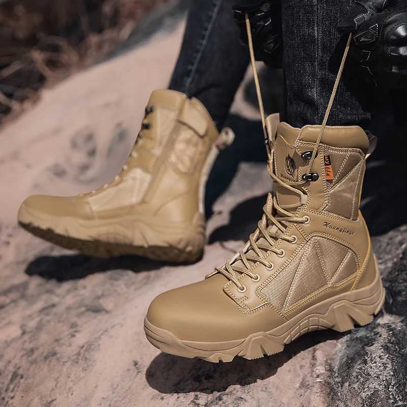 Outdoor Hiking Shoes Men Comfortable Wearresistant Combat Boots Men Thicksoled Shockabsorbing Casual Ankle Boots Men J251007