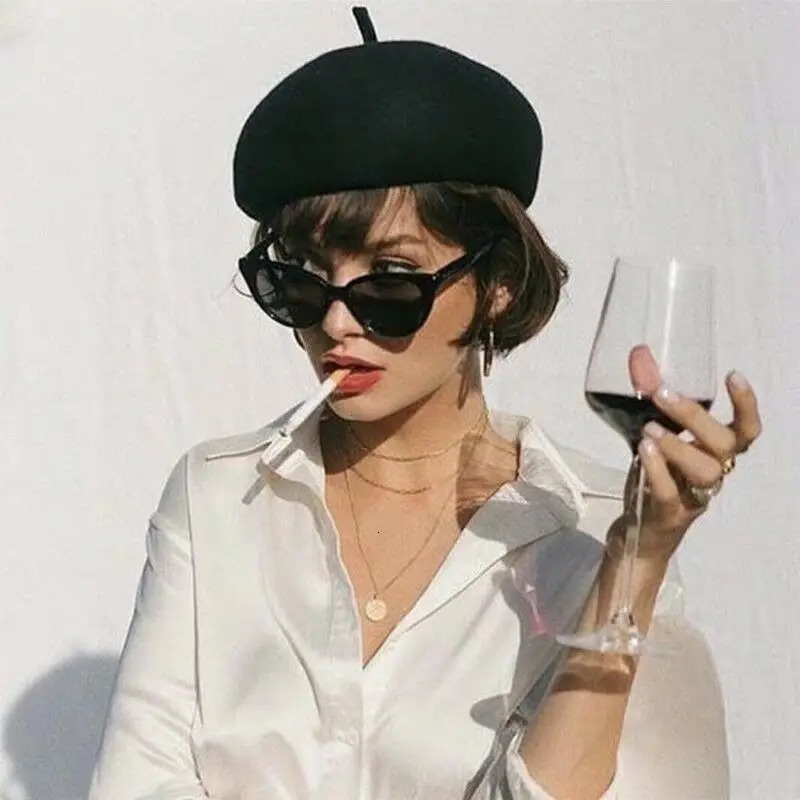 Winter Warm faux Wool Beret Women Girls French Artist Beanie Hat Cap red black purple beige orange Kawaii Flat Top caps warmers 250923