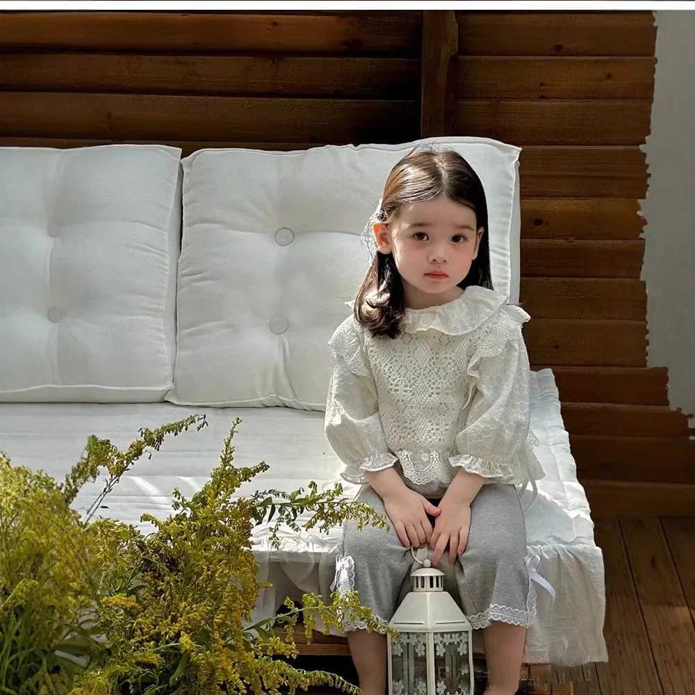 Childrens Clothing 2025 Spring New Style Girls Shirt Childrens French Top Doll Shirt Baby Lace Vest Shirt Trend C251007