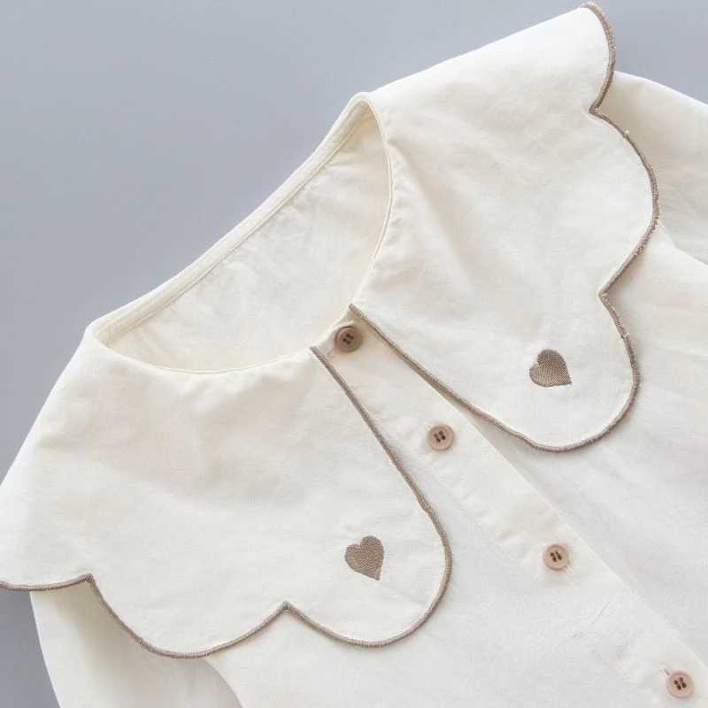 Girls Shirt White Spring and Fall New Girls Doll Collar Cotton Blouse Children Longsleeved Shirt Toddler Girl Clothes C251007