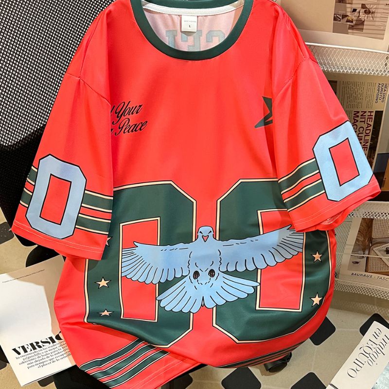 Retro Peace Dove Printed Sports T-shirt (Unisex) | Breathable Quick-drying Digital Print Loose Couple Short-sleeve Top-1