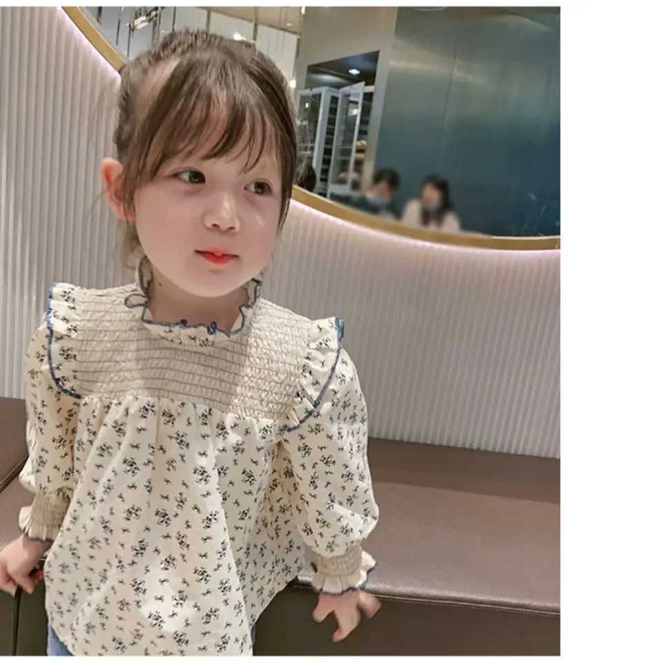 Childrens Shirts Floral Print Long Sleeve Doll Children Shirts Girls Blouse Kids Clothes for 2 To 7 Years Toddler Girl Clothes C251007