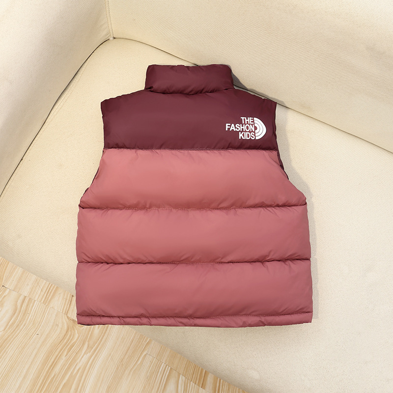 Free Shipping 2025 Casual Sports Vest, Color-Blocked Quilted Padded Vest with Stand Collar, Boys Girls Sleeveless Jacket