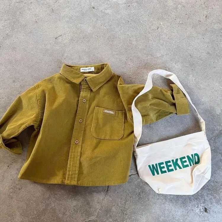 Kids Blouses Spring New Corduroy Baggy 2025 Fashion Korean Long Sleeve Simple Style Casual C251007