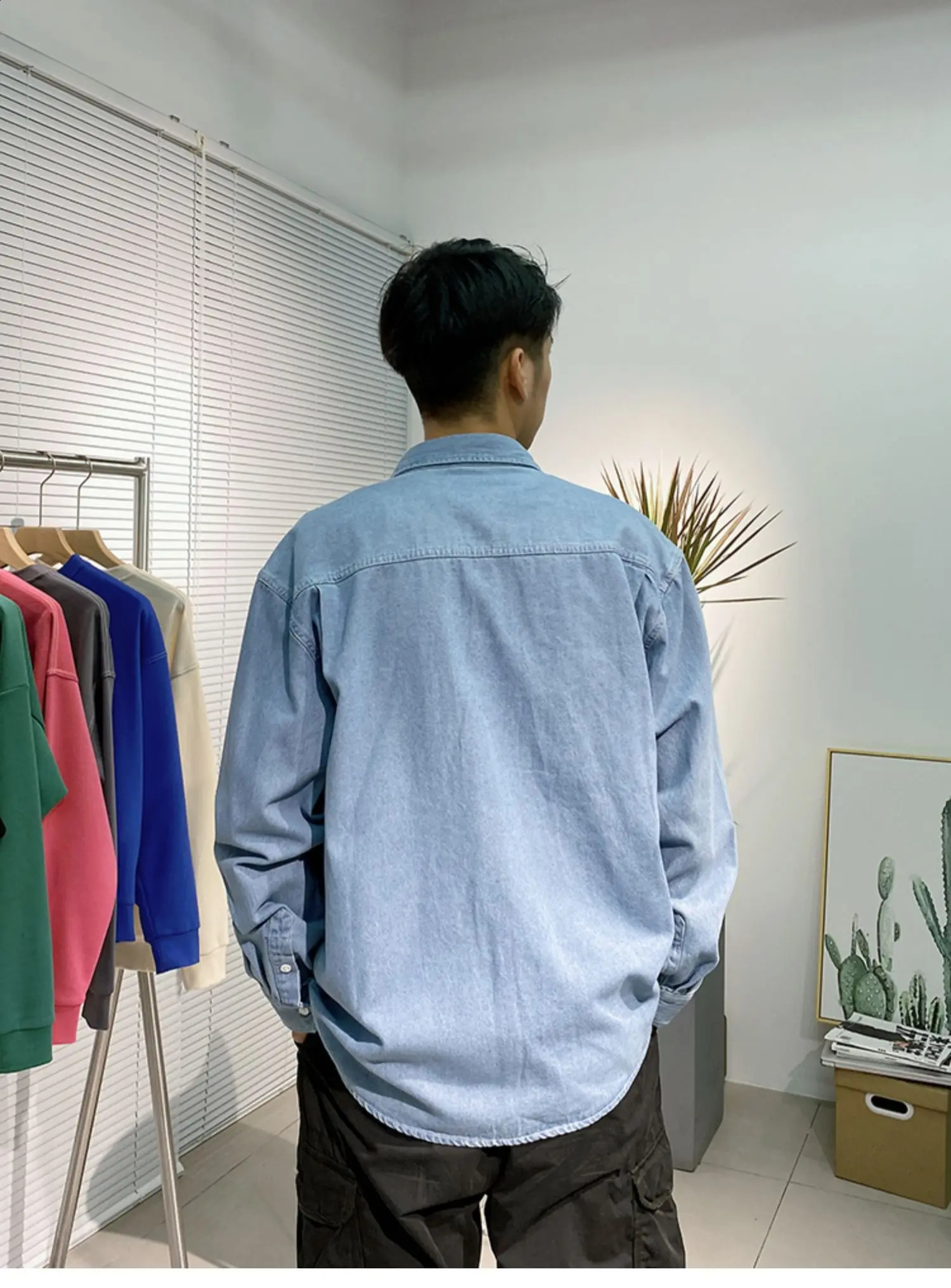 Long sleeved denim shirt mens heatresistant welding construction site work clothes wearresistant labor protection clothing y250922