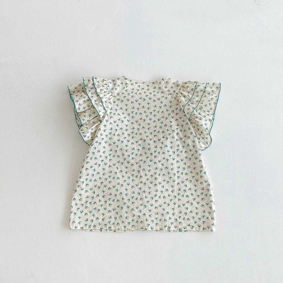 Girls Summer Floral Blouses kids Ruffles Loose Breathable Shirt tops toddler Lace Shirt for Girls Shirts Tops Children Clothing C251007