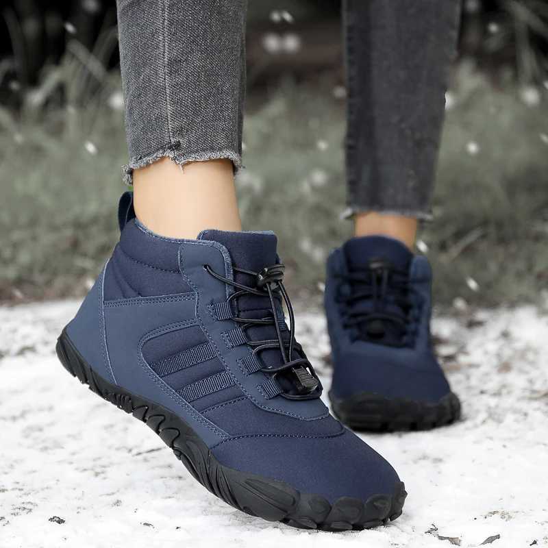 2024 Snow Boots Waterproof Men Winter Shoes Barefoot Ankle Boots Couple Snow Shoes Outdoor Hiking Shoes Fur Warm Plush Boots J251007