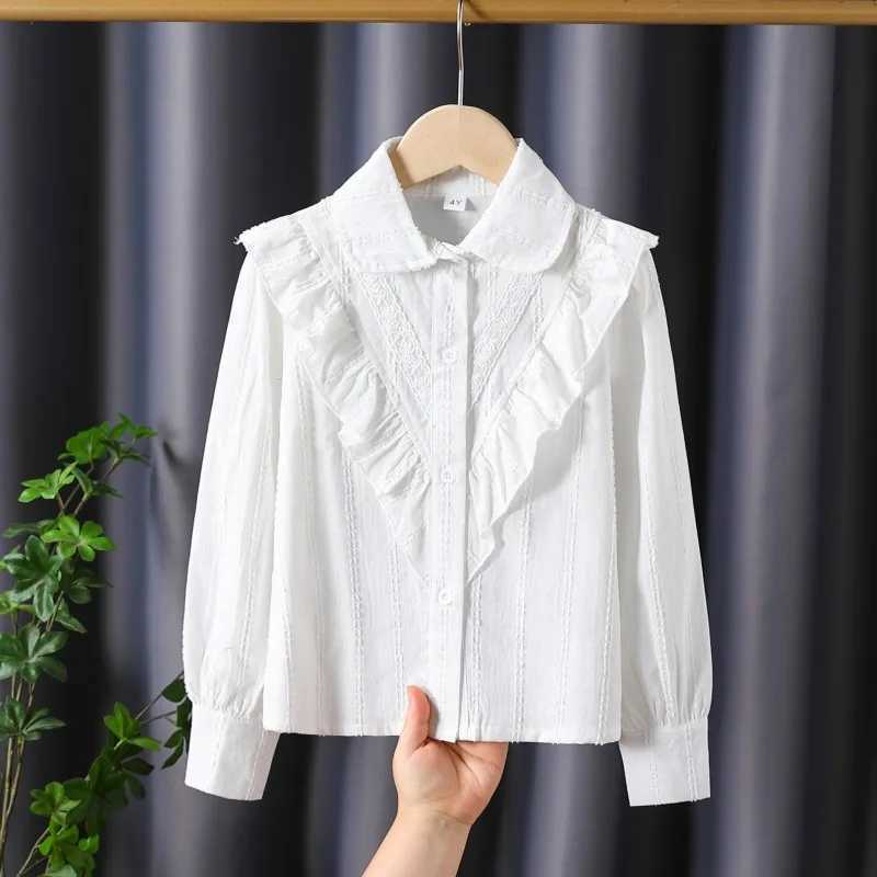 Girls Shirts Long Sleeve Spring Autumn 2025 Children White Blouse Academy Style Tops for Kids Teenager School Uniform Clothes C251007