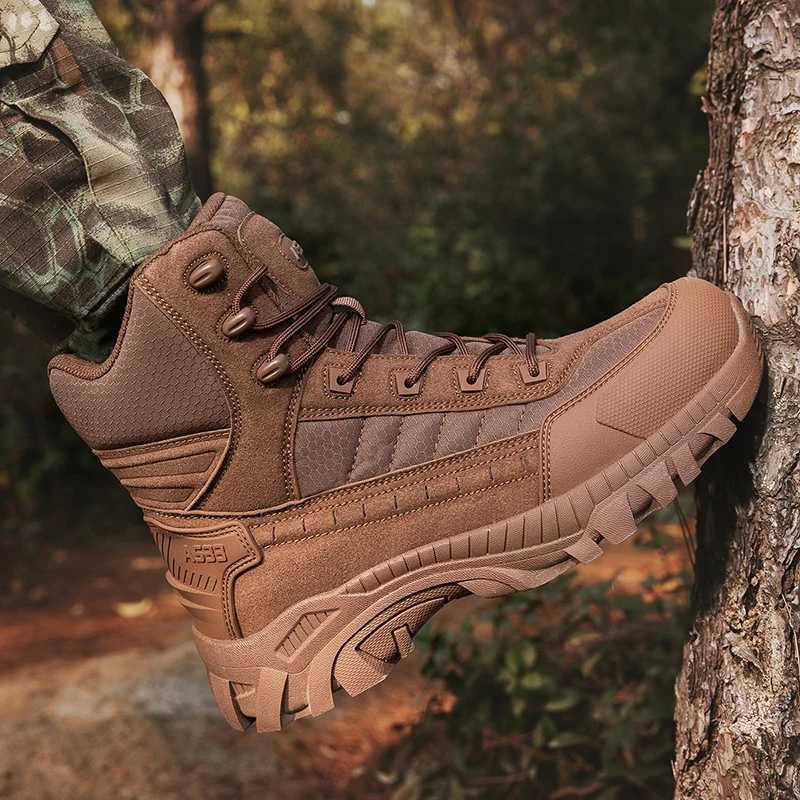 Mens Boots High Quality Hiking Boots Mens Outdoor Boots Non Slip High Top Training Boots Mens Plus Size Jungle Hunting Boots J251007