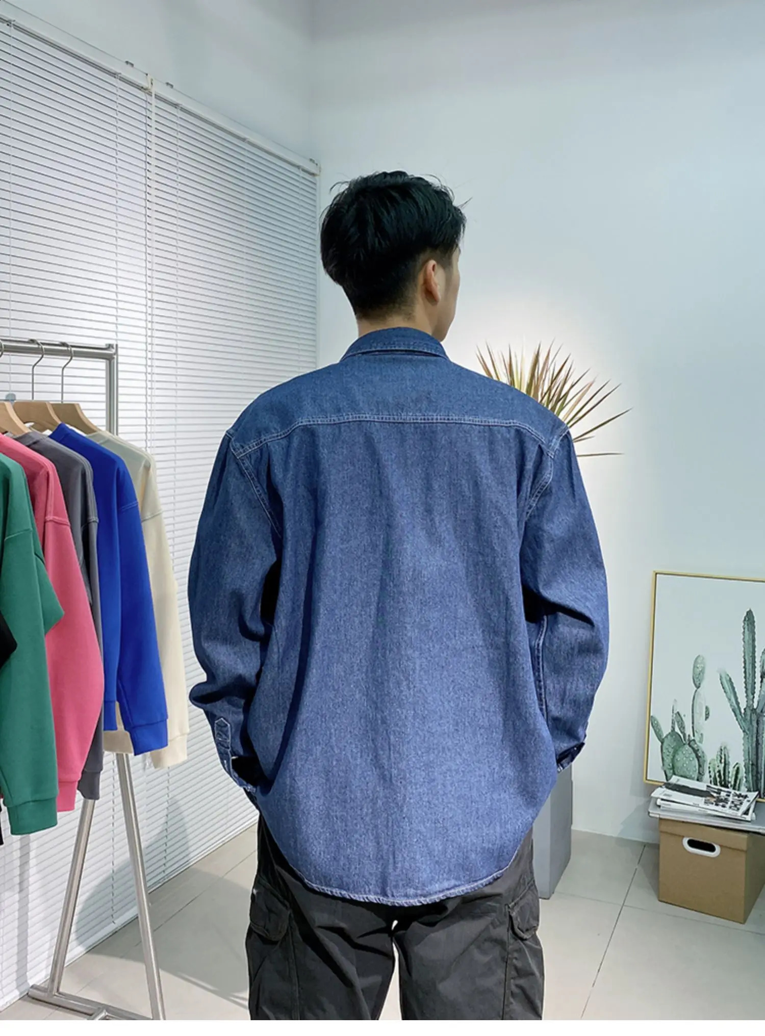 Long sleeved denim shirt mens heatresistant welding construction site work clothes wearresistant labor protection clothing y250922