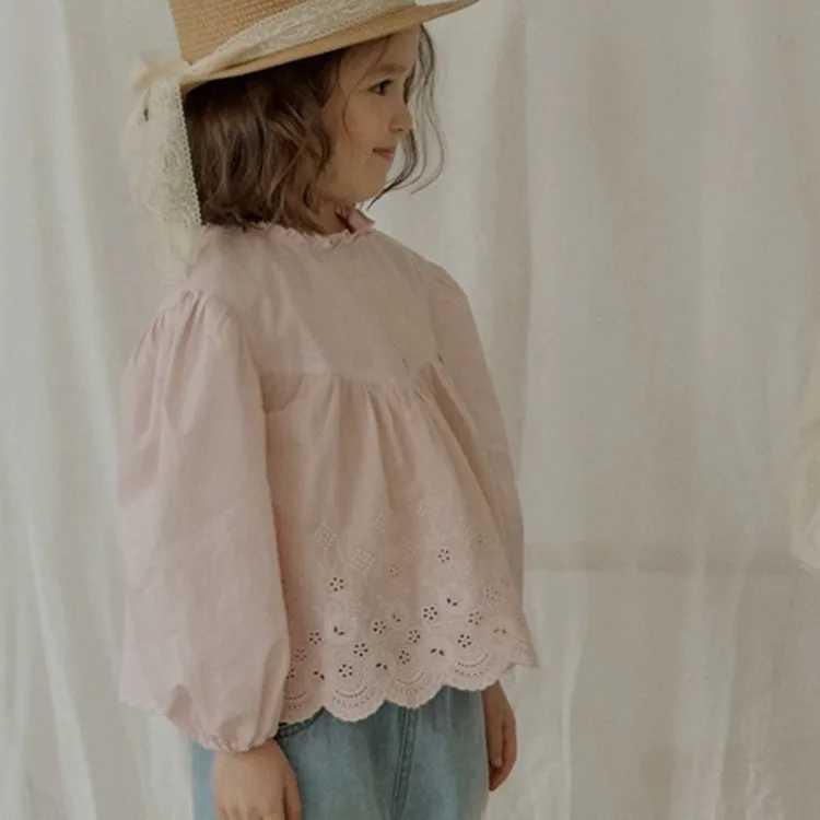 Kids Blouse for Girls 2024 Baby Girls Lace Doll Long Sleeve Shirt Princess Shirts Blouse White Blouse C251007