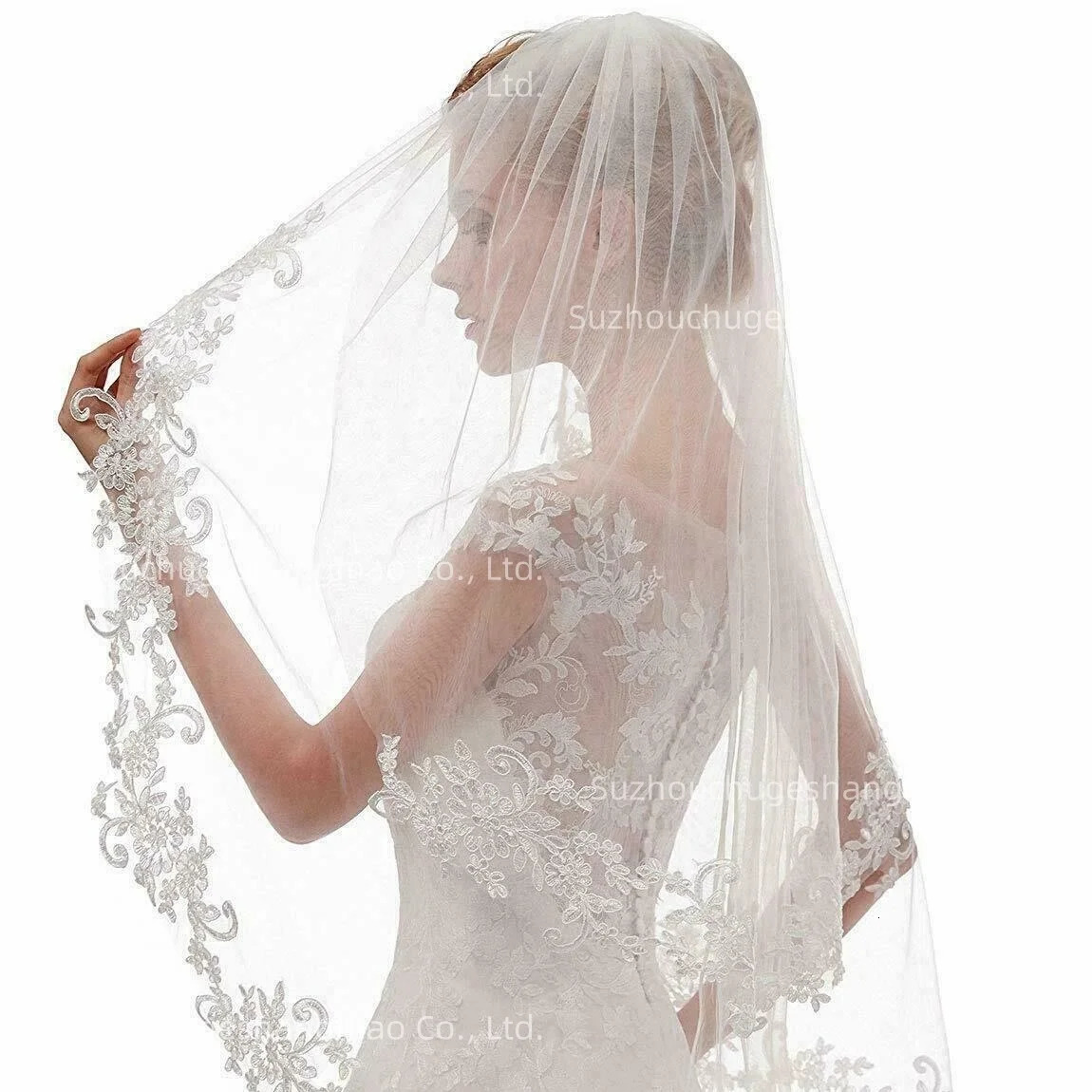 Sell Wedding Veil Double Lace Veil Short Bridal Veils Two Layers Bride Wedding Veils White Ivory 250923