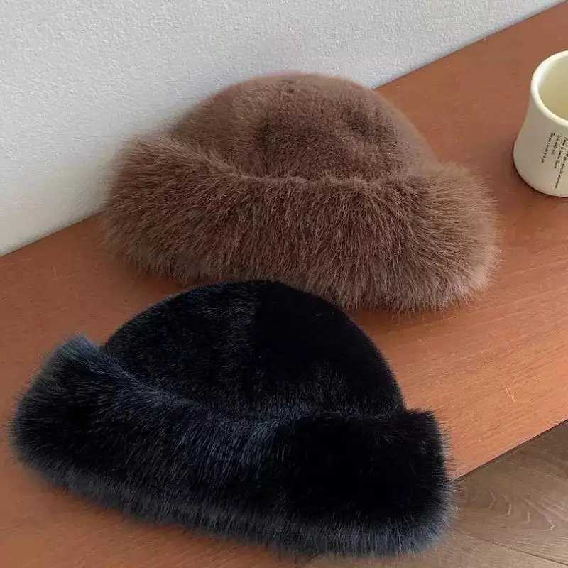 Hot Winter Womens Warm Hat Thick Velvet Imitation Fur Fashion Fisherman Hat Outdoor Windproof Ear Protection Hat Mongolian Hat Z251007