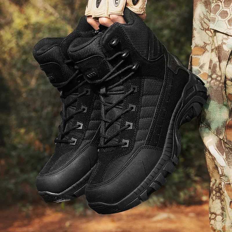 Mens Boots High Quality Hiking Boots Mens Outdoor Boots Non Slip High Top Training Boots Mens Plus Size Jungle Hunting Boots J251007