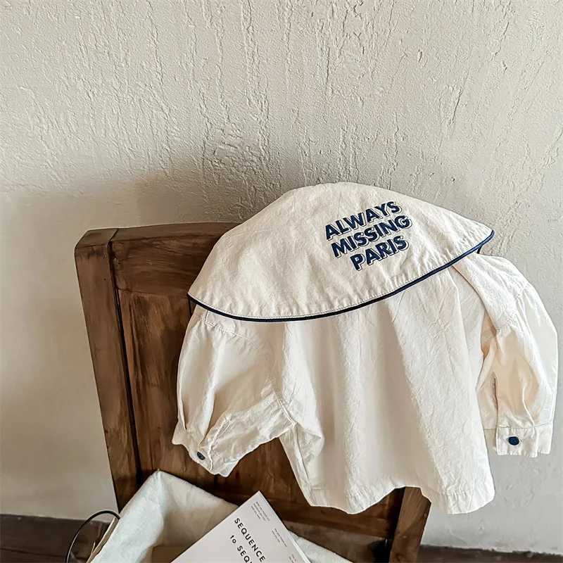 4937C Childrens Clothes Girls Shirt Spring New Large Lapel Washed Cotton Girls Shirt 17Year Childrens Shirt Blouse C251007