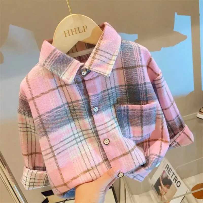 2025 Spring Autumn Fashion Children Tops Boys Buffalo Plaid Flannel Shirt C251007