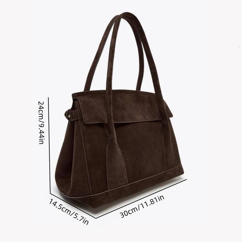 SUEDE SHOULDER CITY BAG FOR WOMEN, Fashionable Handbag with Double Top Handles, Design New Totes for Ladies