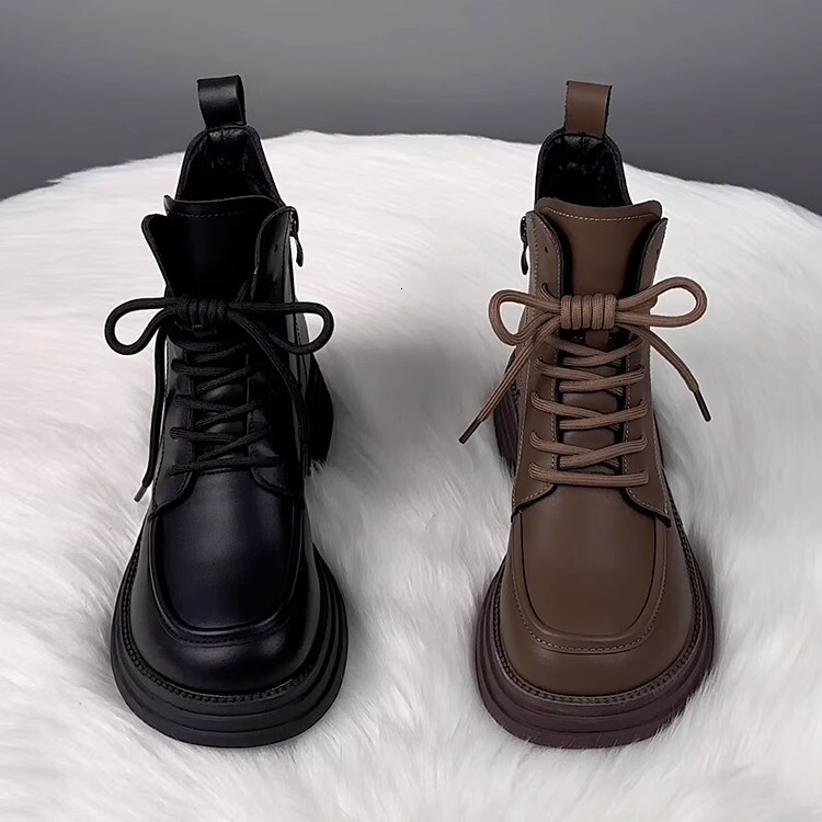 Soft Leather Wool Lining Warm Cotton trend Boots Luxurious Shoes Autumn And Winter New Designer Shoes New Thick Soled Short Boots Flat Soled Shoes - view 3