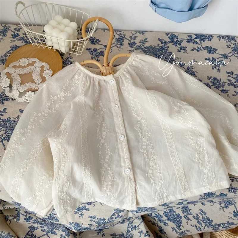 4138 2024 Baby Girls Blouses White Color Autumn Baby Clothes Top Blouses Kids Shirts C251007