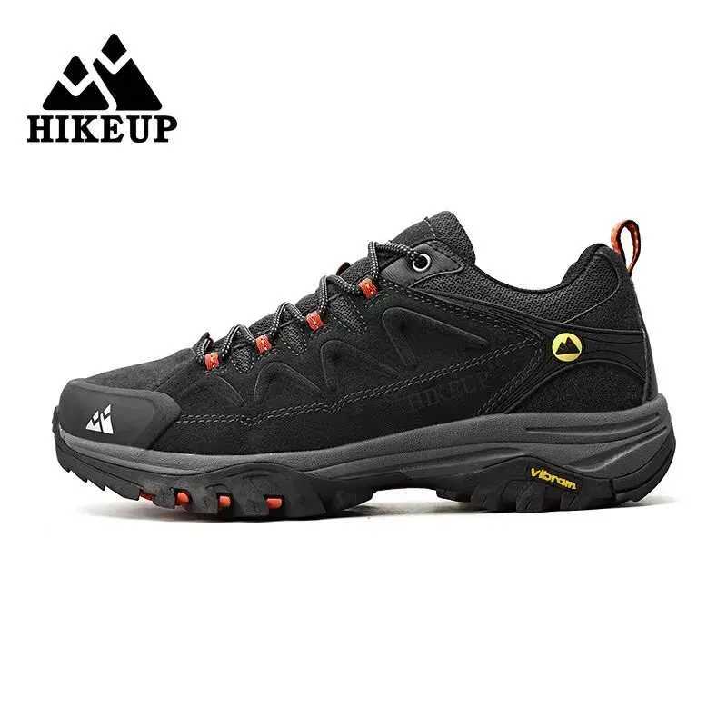 HIKEUP Leather Mens Outdoor Hiking Shoes Tourist Trekking Sneakers Mountain Climbing Trail Jogging Shoes For Men Factory Outlet J251007