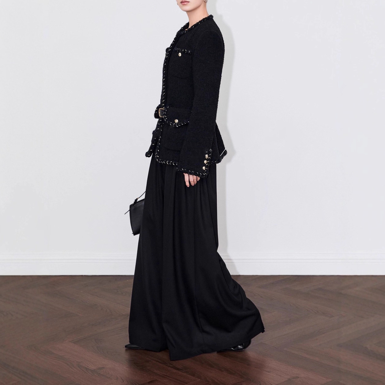 2025 Fashion Design Women's design Black Floral Coat Autumn/Winter Designer Jacket Coarse Fur Short Coat Winter New Luxury Jacket