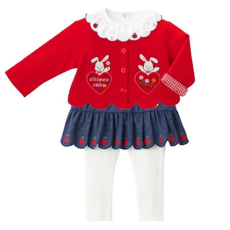 Girls Clothes Spring and Autumn Childrens Cartoon Rabbit Embroidery Lace Collar Long Sleeve Shirt Underwear C251007
