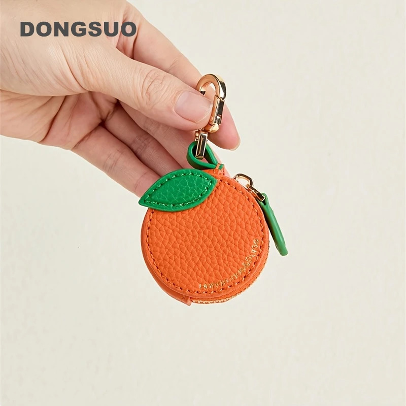 Orange Fruit Charm coin purse cute key chain mini pouch Wallet gift for Airtag girl women 2025 spring summer 250930