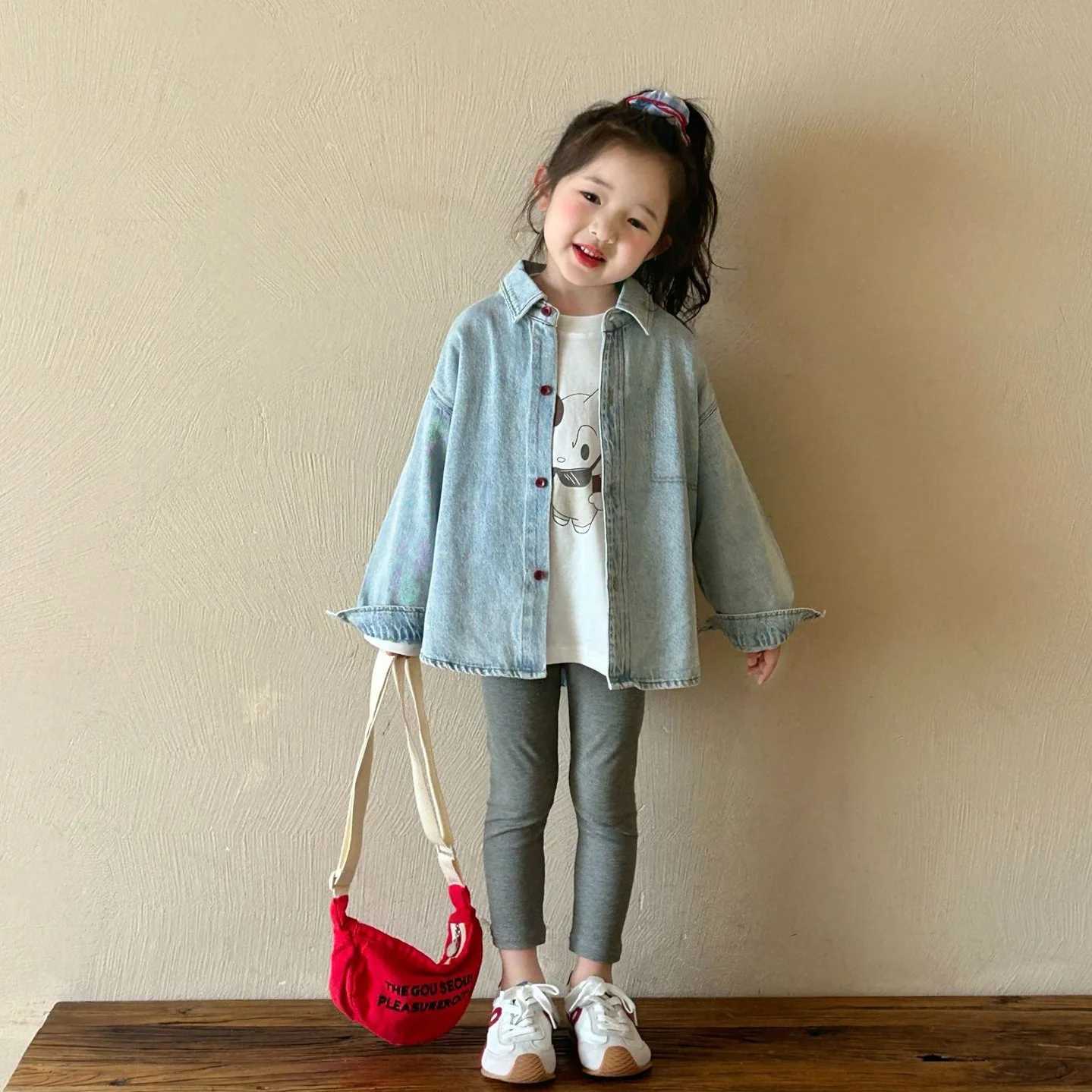 2025 Spring New Childrens Clothing Korean Version of Childrens Clothing Girls Casual Denim Shirt Kindergarten Denim Jacket C251007