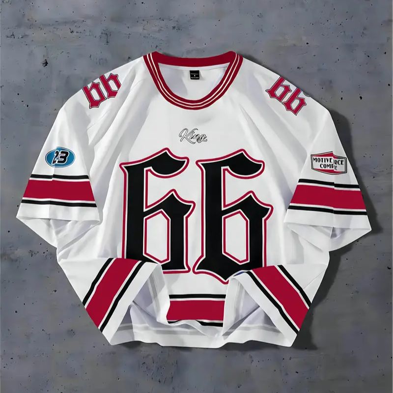 Casual Loose-Fit Athletic Shirt with Vintage Numbers Design for Men-13