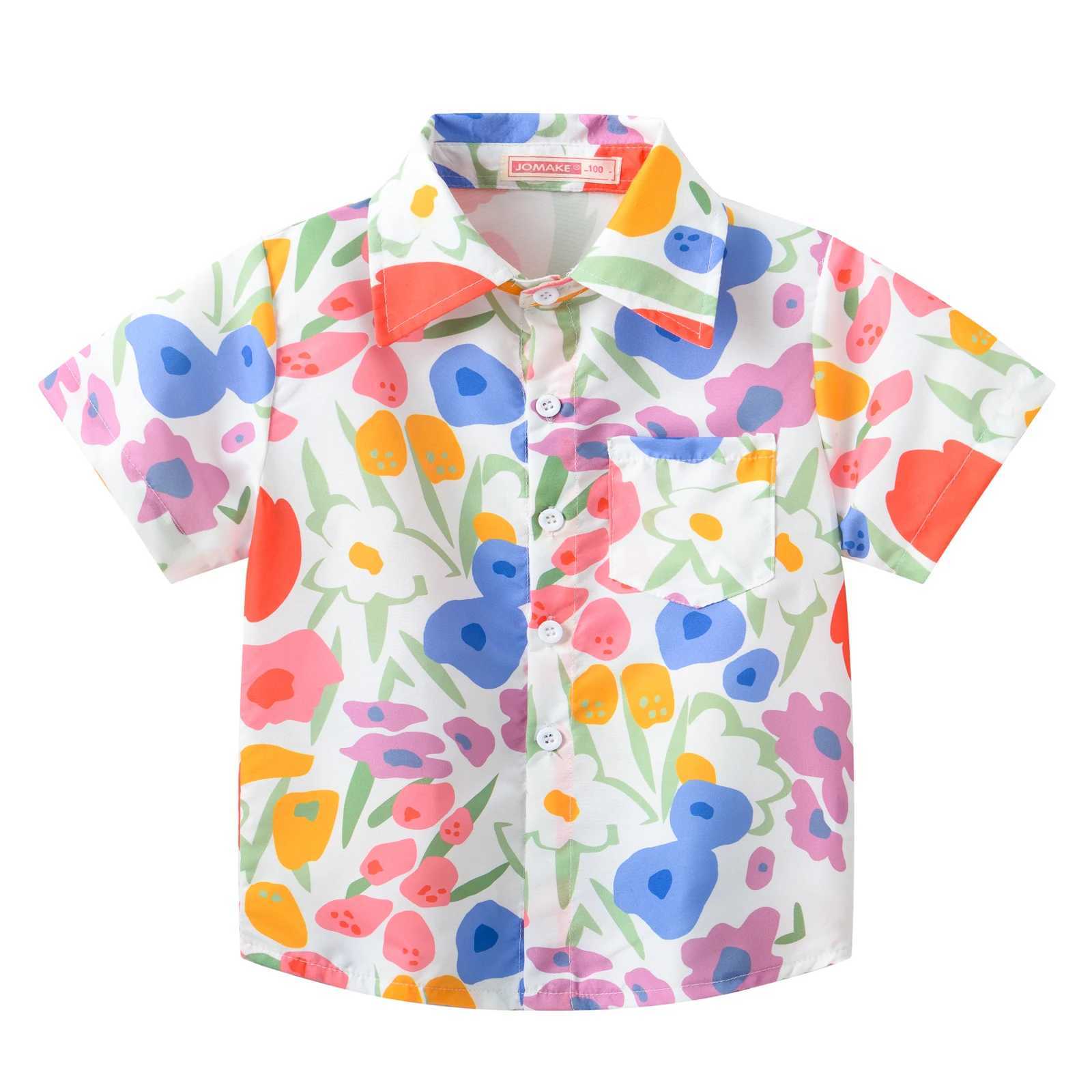 New summer girls and children casual sweet and lovely multicolor printing fashion shortsleeved baby thin Korean lapel shirt C251007