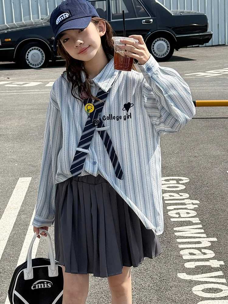 Girls College Style Shirt 2025 Autumn New Style Childrens Fashionable Shirt Childrens Clothing Top C251007