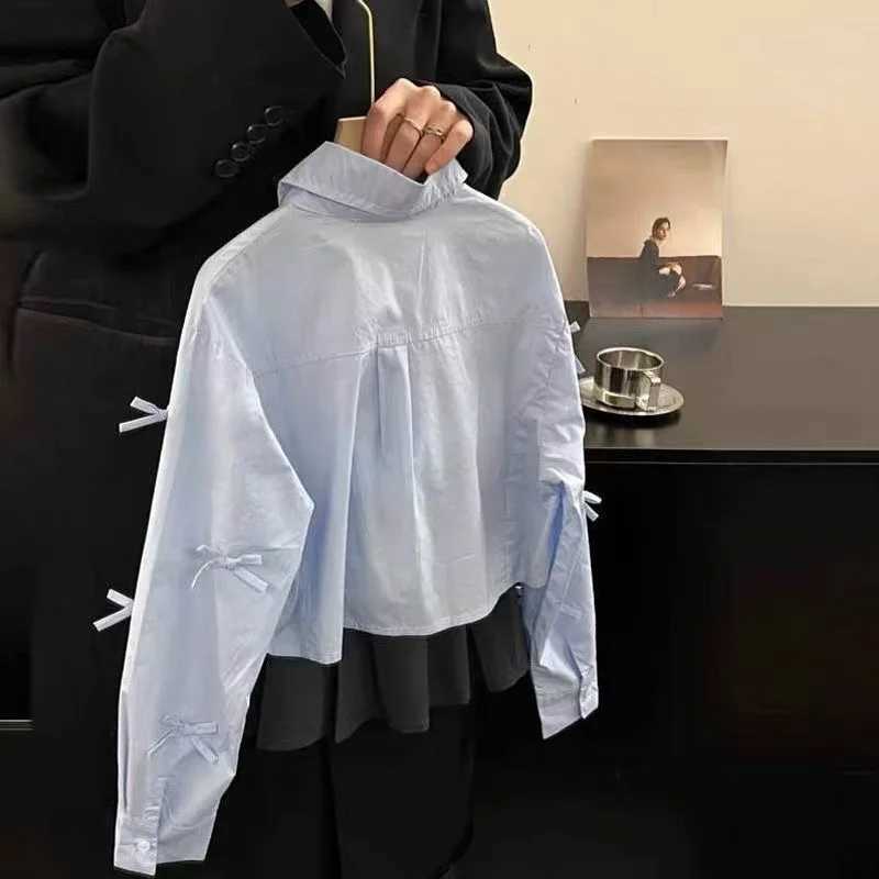 214 Year Girls Spring Shirt New Korean Childrens Elegant Sweet Bow Shirt Loose Casual Coat Kids Top 90170cm C251007