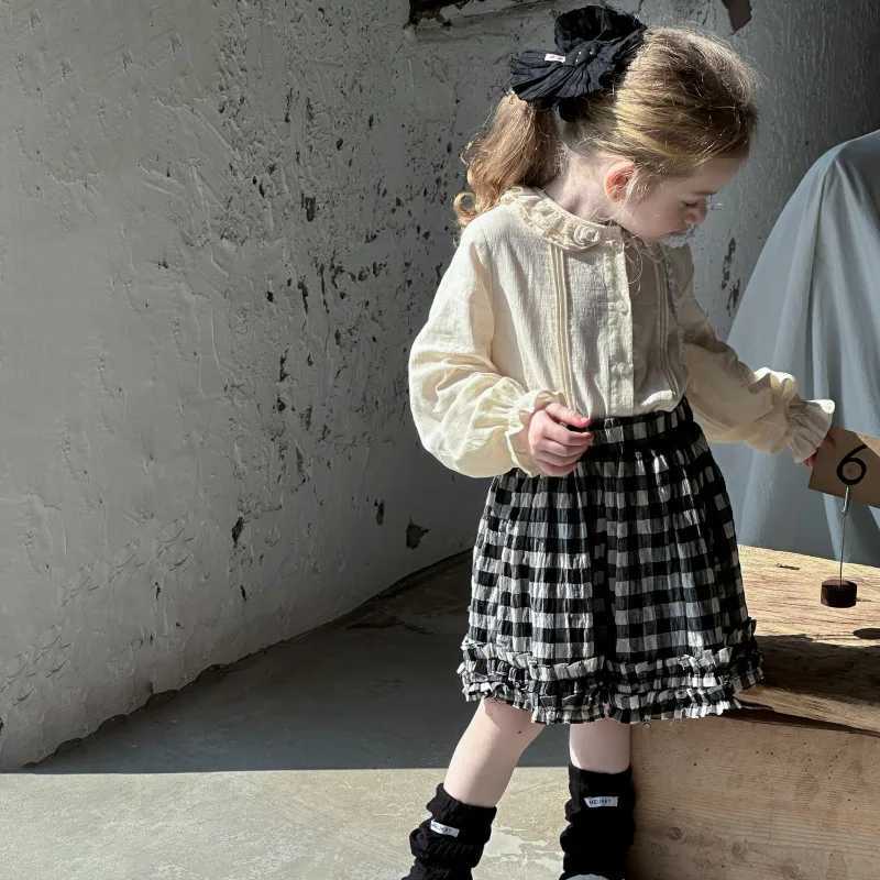 TShirt Tops Kids Japanese Lace Doll Collar Shirt Girls Spring Simple Comfortable Loose Solid Color Top Children New Style C251007