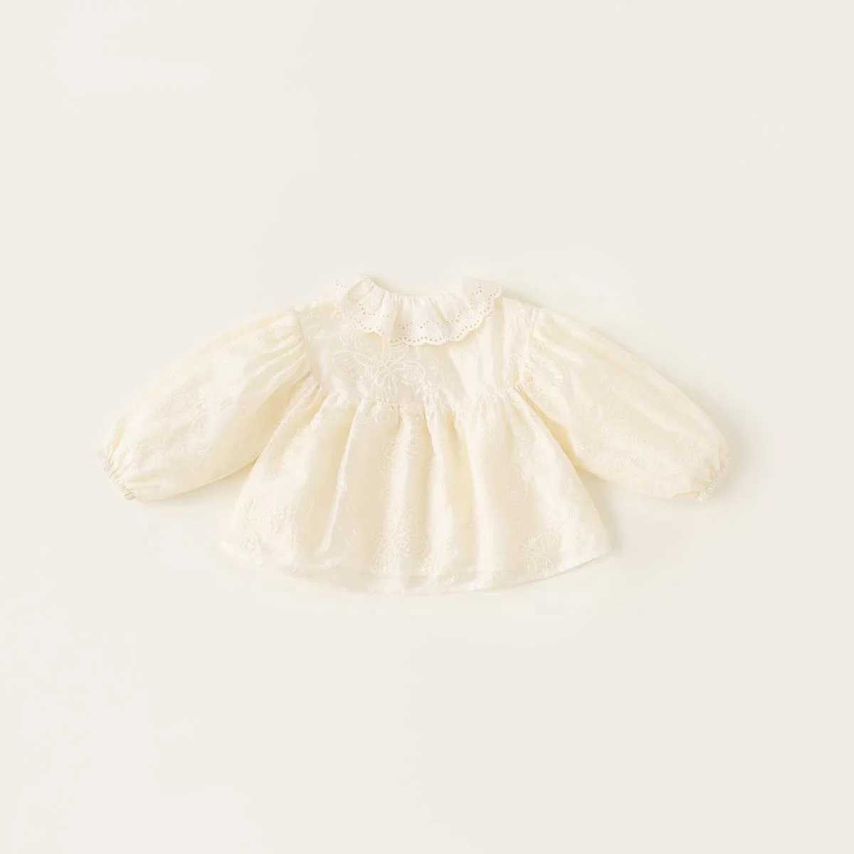 Spring Autumn Children Blouses 110Y Girls Solid Floral Long Sleeve Casual Shirts Tops Korean Toddler Wear For Kids Clothing New C251007