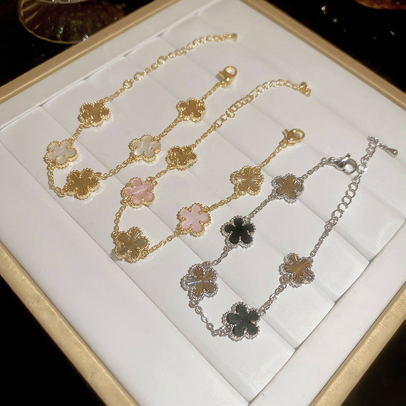 Real Plated Pink Gold Two-tone Flower Sweet High-end Elegant Bracelet Princess Style Light Accessory New Arrival - view 7