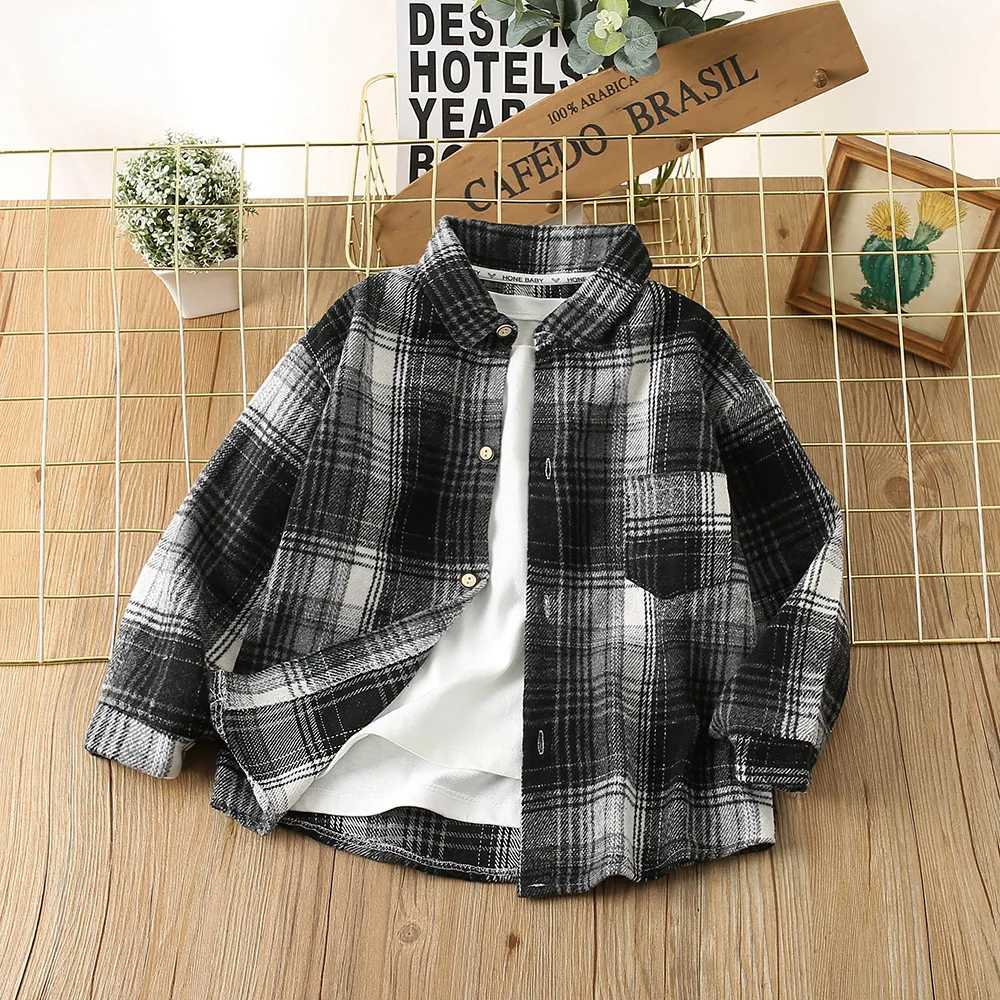 Kids Shirts Boys and Girls Shirts Plaid Printed Girls Blouse Children Clothing for Boys Blouses 2 To 8 Years C251007