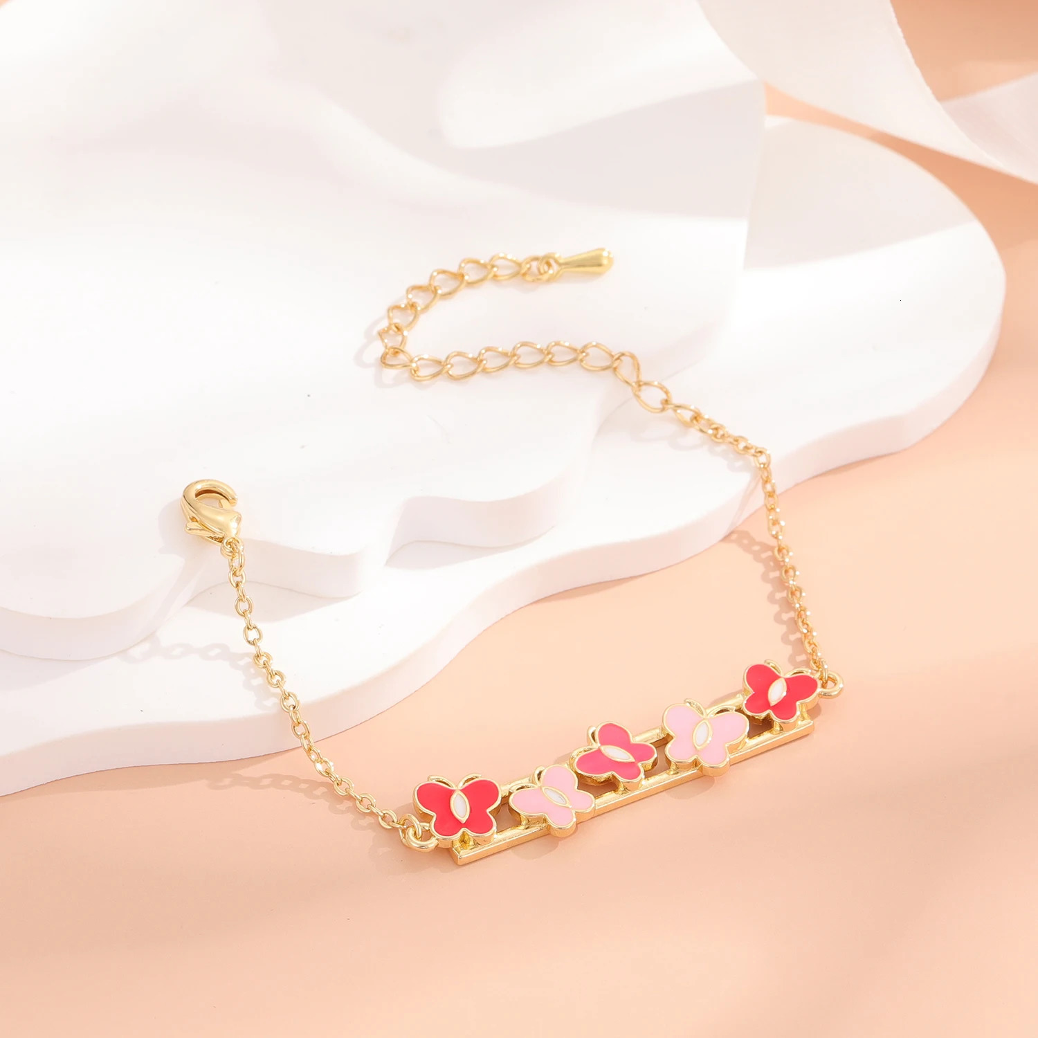 Little Girl Butterfly Bar Charm Childrens Bracelet for Kids Fashion Accessories Toddler Jewelry Simple Style 250922