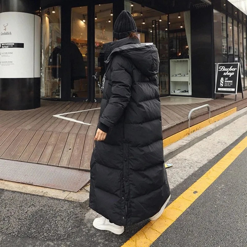 Super Long Padded Cotton Jacket Women 2025 Korean OverTheKnee Fashion Parkas Winter Female Thick Black Down Coat 250922