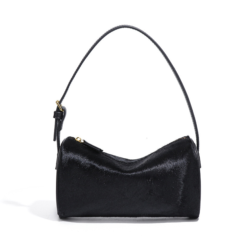 New Genuine Leather Women's Luxury Real Horsehair Underarm Pillow Camera Single Shoulder Crossbody Small Square Bag