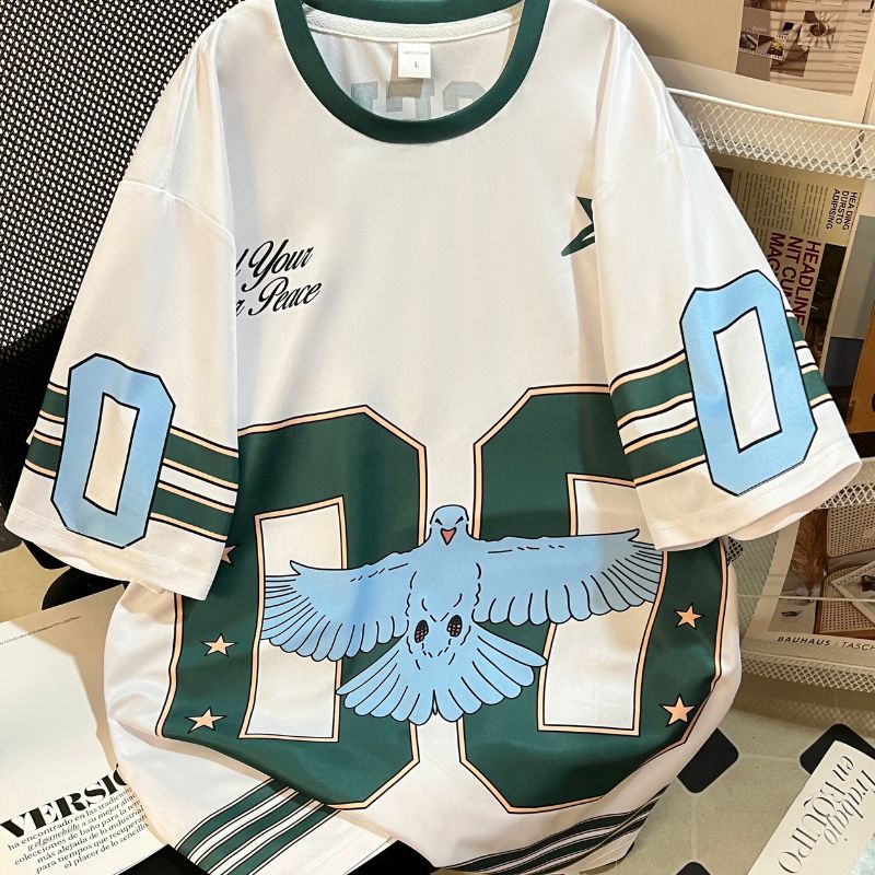 Retro Peace Dove Printed Sports T-shirt (Unisex) | Breathable Quick-drying Digital Print Loose Couple Short-sleeve Top-1