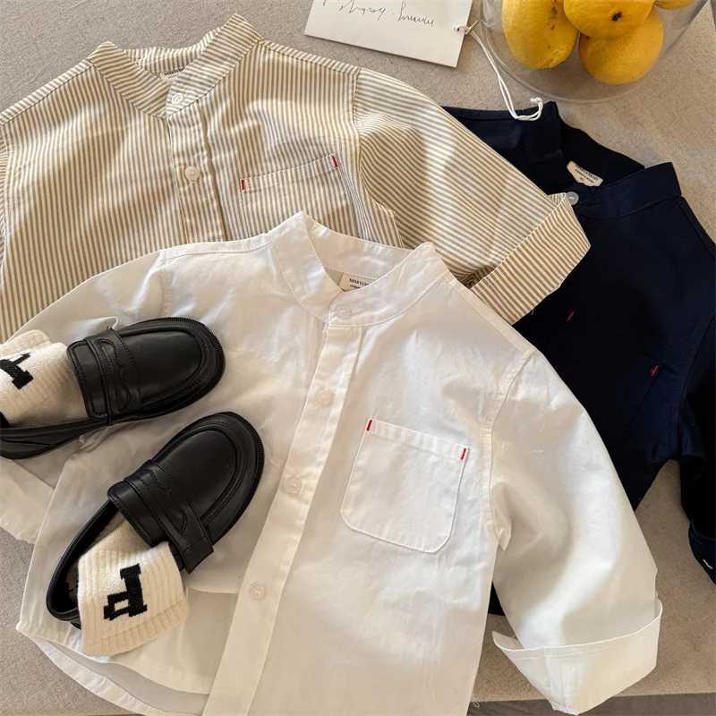 Baby Boys Blouses Toddler Striped Blouse Kids LongSleeved Top Girls Lapel Pocket Shirts 2025 Spring Autumn Childrens Clothing C251007