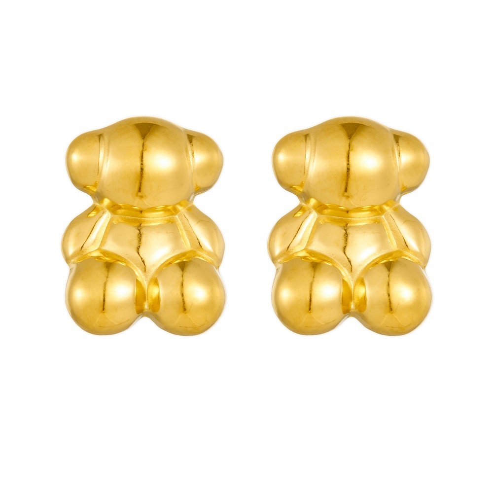 Fashion Women Men Girls Bear Silver Gold Stainless Steel Hollow Heart Letter Sector Cartoon Animal Zircon Span Stud Earrings Jewelry