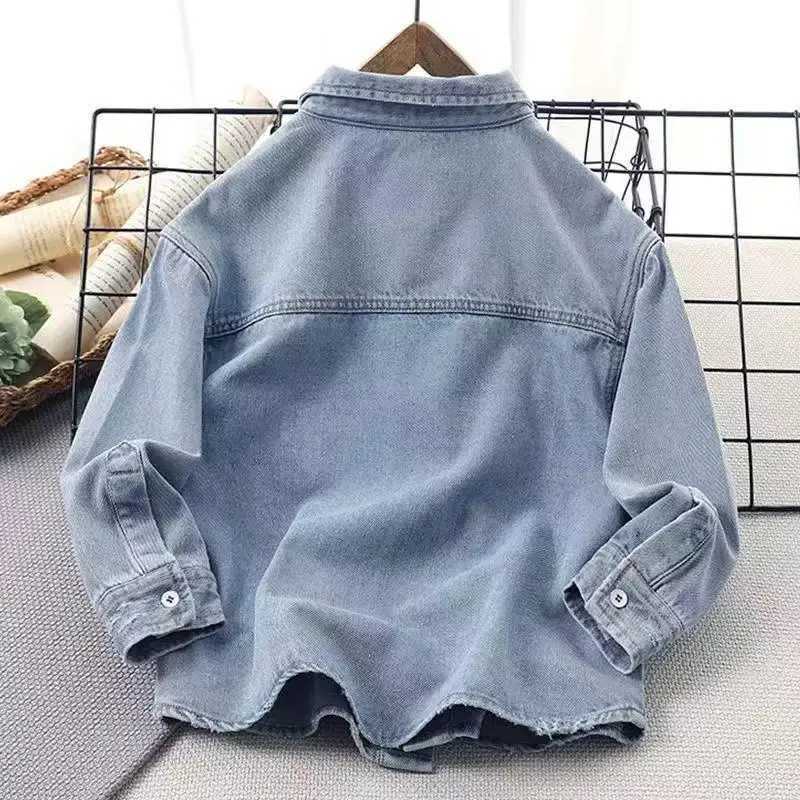 2025 New Spring And Autumn Baby Girls boys Cotton Soild Denim Shirt Coat Cute Children kids Clothes 100170CM C251007