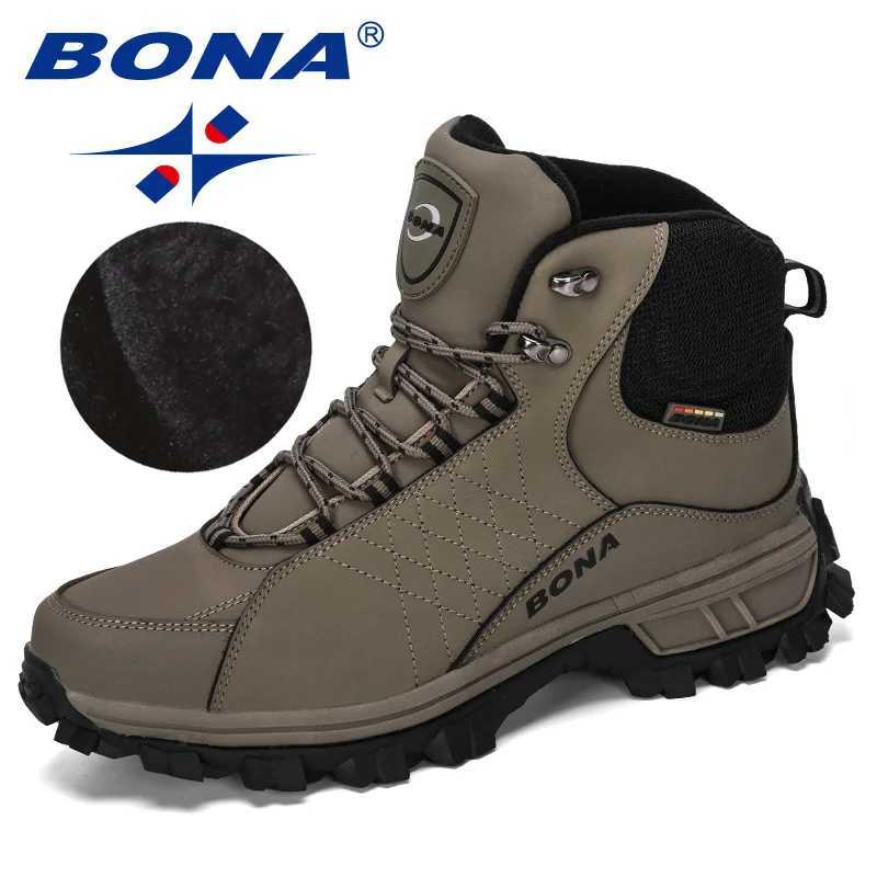 BONA New Designers Men Ankle Hiking Boots Plus Size Fashion Classic Trekking Footwear Outdoor Plush Winter Boots Man Comfy J251007